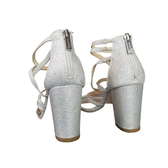 Jessica Simpson silver chunky heel glitter formal sandals size 7 - Picture 7 of 12